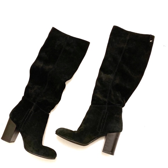Sam Edelman Shoes - Sam Edelman Over The Knee Black Suede Stacked Heel